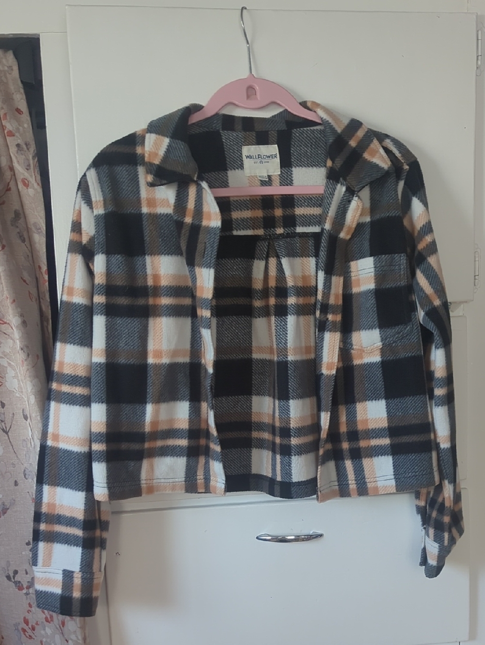 Wallflower Cropped Plaid Jacket in Black, Cream & Camel